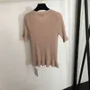 Marque femmes T-shirt designer en forme de V mode mince à manches courtes tricot coton lâche manches de haute qualité Jan 06