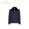 Giacche da uomo Cappotto primaverile in cashmere con collo in visone blu navy