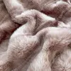 Faux Rabbit Fur Autumn zima ciepła kołdra Zestaw z zestawem łóżka złoża kołdry i poduszki Pluszowa pościel królowa