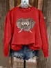 Dames Hoodies Olifant Pailletten Sweatshirt Vrouw Vintage Rode Dieren Trui Leuke Trui Casual Truien