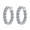 Female D VVS1 Full Moissanite Hoop Earring S925 Sterling Sliver Pt950 Plated for Women Party Gift Ear Cuff Jewelry Accessories