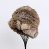 Femmes hiver mode véritable fourrure de lapin tricoté bonnet chapeau seau casquettes vraie Nature fourrure chapeaux chaud doux moelleux taille libre 240106