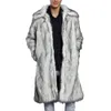 Мужская длинная куртка из искусственного меха High Street, зимняя теплая тяжелая промышленная куртка, свободные повседневные ветровки, пальто, одежда 240105