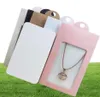 50st Multi Color Paper Jewelry Package Display Hanger Pack Box med Clear PVC Window för halsband örhänge9659011