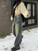 Damenjeans Slergiri American Washed Vintage Baggy Damenmode Streetwear Lässige, lockere, hoch taillierte Distressed-Hosen mit weitem Bein