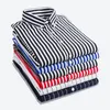 Casual overhemden voor heren Herenoverhemd Gestreepte knopen in bijpassende kleuren Formeel Slim Fit Ronde kraag Lange mouw Vest met één rij knopen Top