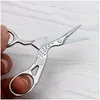 Scissors New Stainless Steel Scissors Gold Stork Shape Hand Sharp Tailoring Shears For Embroidery Sewing Craft Artist H Drop Delivery Dhmge