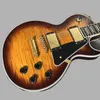 Kundenspezifische E-Gitarre, Griffbrett aus Rosenholz, Sun Burst Tiger Flame Top Gold Hard, kostenloser Versand 258