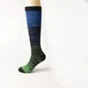 Men's Socks Striped Gradient Color Pressure For Men And Women Outdoor Running Sports High Tube