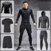 Men's Running Tracksuit Training Fitness Sportswear Set Compression Leggings Sport Clothes Gym Tight Sweatpants Rash Guard Lycra 240106