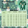 Men's T Shirts Short Sleeve V-Neck St. Patrick's Day Print Chest Pocket Care Top POLO NECK SHIRT Korean Luxury Clothing Oversized T-shirt