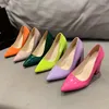 Dress Shoes SLTNX Large Size 41-43 Nude High Heels Women's Spring Thick Candy Color Patent Leather Pointed 10CM Light Mouth Single