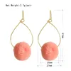 Boucles d'oreilles pendantes, joli pompon de corail plaqué couleur or, goutte à travers pour filles, joli accessoire de décoration de fête scolaire pour enfants