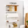 Prateleira magnética de parede para armazenamento de cozinha, organizador lateral de geladeira, tempero, cabide de porta