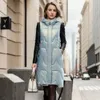 Gilet in cotone oversize Cappotto senza maniche Donna Autunno Inverno Gilet con cappuccio Puffer Parka Lungo caldo piumino in cotone 240106