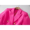 Estilo americano otoño elegante Color fluorescente calle señora Blet Blazer vestido mujeres vestidos elegantes de calidad 240105