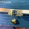 Band Rings YULEM Women's Silver Ring 1.19CT 6X8mm Oval Cut Moss Agate Cluster Halo Engagement Rings in 925 Sterling SilverL240105