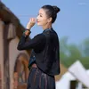 Ethnische Kleidung 2024 Frau Vintage Hanfu Tops Chinesische Traditionelle Weste Nationale Blumenstickerei Orientalische ärmellose Jacke Tang-Anzug