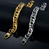 Cuban Link Bracelet For Men Jewelry Punk Gold Color Heavy Big Chain Stainless Steel Pulseras 240105