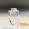 Anéis de banda moda rosa rosa anéis de zircão de cluster Corte de almofada 925 anéis de engajamento de prata esterlina anéis de zircão para mulheres frete grátis