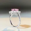 Anneaux de bande Fashion Rose Rose Zircon Anneaux Cluster Cushion Coup 925 STERLING SIGHT ENGAGING RINGS ZIRCON SINGS POUR LES FEMMES