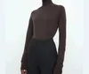 Женские свитера, женский свитер 2024, осенне-зимняя водолазка, шерстяная темно-коричневая нижняя рубашка с длинными рукавами