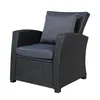 Мебель для гостиной Классический набор мебели для патио на открытом воздухе, состоящий из 4 предметов, черный плетеный диван для разговора с темно-серыми подушками Wy000055Aab Dhlyy