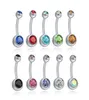 Rvs Navel Stud Bell Button Rings Zirkonen Buik Ring Body Piercing Sieraden 12 Kleuren 12pcslot6706446