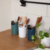 Kitchen Storage Creative Chopstick Barrel Ceramic Basket Drain Long Spoon Household Restaurant Tableware Box