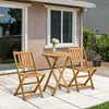 Camp Furniture 3 Piece Folding Acacia Wood Outdoor Patio Bistro Table And Chair Set