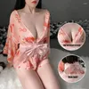 Sömnkläder kvinnors sömnkläder kvinnors sömnkläder pyjamas för kvinnor sexiga underkläder nattkläder japansk kimono frestelse nattklänning satin set wom set wom