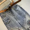 Jeans europei 2023 primavera estate nuove signore stampati pantaloni Harem in denim con diamanti moda donna Streetwear elastico in vita papà Jeans