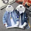 2023 Manlig casual ytterkläder Hip Hop Men's Hooded Jean Jackets Autumn Winter Fashion Slim Fit Coat Men denim Jacket Streetwear 240105