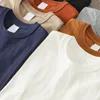 デュークエン11.2オンスヘビー級秋の秋の長袖Tシャツ男性100％コットンプレーンシャツOネックホワイトトップ
