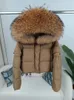 OFTBUY Winterjacke Frauen Echt Fox Pelz Waschbären Kragen Mit Kapuze Abnehmbare Ärmel Warme Ente Unten Lose Streetwear Oberbekleidung 240105