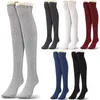 Femmes chaussettes à lacets bas noir blanc sur le genou longue Sexy cuisse haute bas filles dames jambières collants serrés