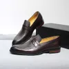 Men's Penny Loafers Genuine Leather Italian Slip on Office Business Dress Shoes for Men Wedding Party Loafer Footwear