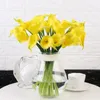 Yan 6 pièces réaliste blanc Calla Lily ampoule fleurs artificielles pour la décoration de mariage bouquet de mariée pièce maîtresse maison Vase fleur 240106