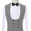 Kontrollera Plaid Suit Vest Men med dubbelbröst för gentleman Single Casual Houndstooth Waistcoat Fashion Costume 240105