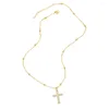 Pendant Necklaces Fashion Crystal Cross Necklace For Women Christian Jesus Gold Color Beads Lucky Amulet Jewelry Nkea053