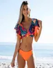 Maillot de bain brésilien à volants, imprimé Floral, soutien-gorge Push Up, Sexy, ensemble deux pièces, pour femmes, nouvelle collection, 2022, Biquini3598547