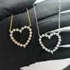 Chains 2024 Valentine's Day Gift Fashion Jewelry For Girlfriend Iced Out Bling 5A CZ Hollow Heart Pendant Necklace