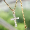 925 Sterling Silver CZ Cross Pendant Solid Micro Jesus Cross Pendant Necklace Men Hip Hop Micro Pave Cubic Zircon Jewelry252Z