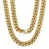 15mm Hip Hop Stainless Steel Smooth Miami Cuban Link Chain Necklace Jewelry Set Full 5A Zircon 18K Gold Plated Accessories