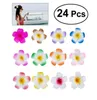 24pcs 2.4 Inch Hawaiian Plumeria Flower Hair Clip Hair Accessory For Beach Party Wedding Event Decoration Accessories (12 Colors )7075390