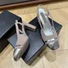 Nouveau daim doré patchwork noir escarpins à bride arrière chaussures femmes bout carré sandales à talons épais sangle arrière luxe designer talons hauts chaussures de soirée boîte de 90 mm