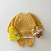 Kleinkind Kinder Waffel Baumwolle Kleidung Set Viele Früchte Drucken Sweatshirt Casual Hosen 2 stücke Jungen Anzug Baby Mädchen Outfits 240105