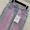 Jeans da donna Abbigliamento da donna Pantaloni denim Personalità Gradiente di moda Tintura aureola Pantaloni a gamba larga di lusso a vita alta Pantaloni a gamba dritta da donna Jeans firmati