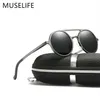 MUSELIFE брендовые поляризационные солнцезащитные очки из алюминия и магния, мужские круглые очки для вождения в стиле панк, тени Oculus masculino Y2313j