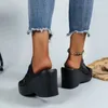 Hausschuhe Damenschuhe zum Verkauf Hohe Qualität Offene Spitze Damen Sommer Einfarbig Keil Strand Weibliche Casual Plattform